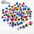 3D Wiggling Doll Eyes with Eyelashes | 50/100pcs DIY Craft Doll Craft Eyes Nixie 8mm 100pcs