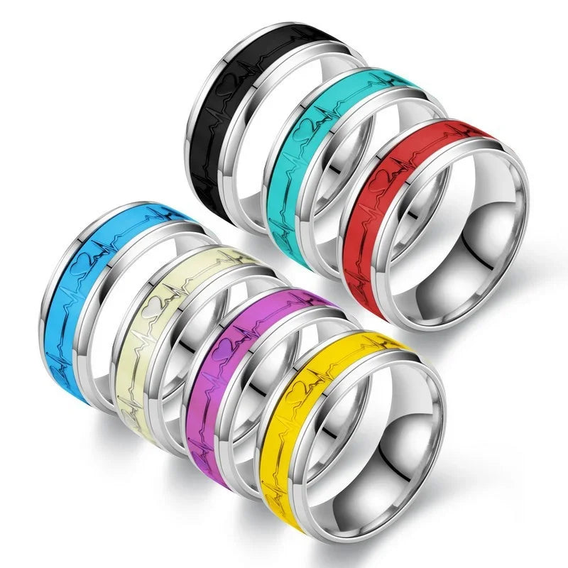 Luminous ECG Heartbeat Stainless Steel Ring | Sizes 6–10 Fashion Ring Nixie