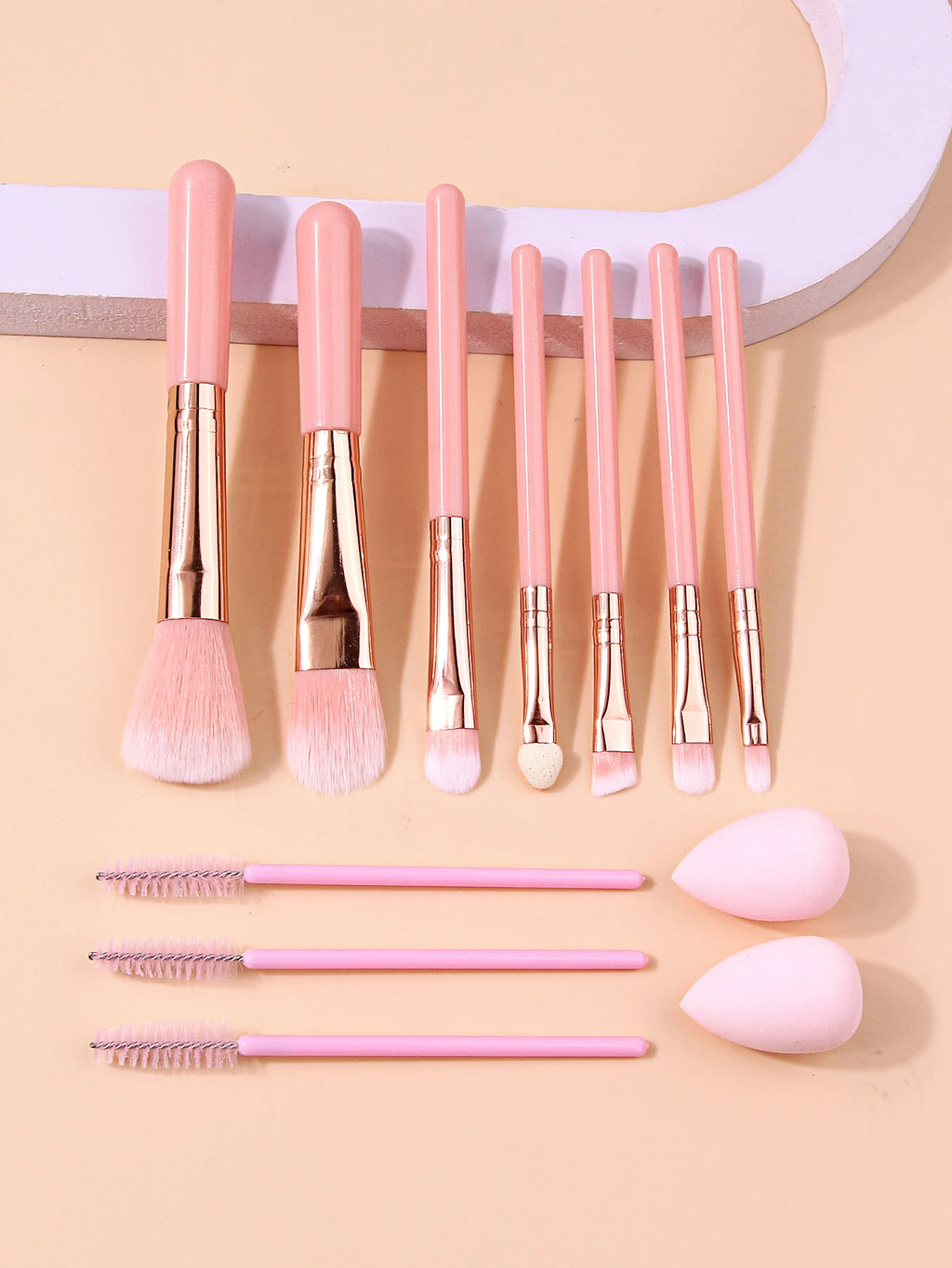 12-Piece Soft Pink Makeup Brush Set with Sponge | Beauty Kit Makeup Brush Set Nixie
