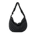 Korean Wave Dot Large Canvas Tote Shoulder Bag for Women Canvas Tote Bag Nixie BB-1447Black