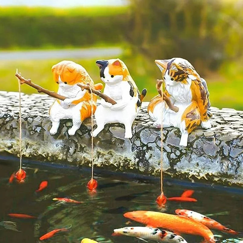 Fishing Cat Figurine Aquarium Micro-Landscape Resin Ornament Resin Figurine Ornament Nixie
