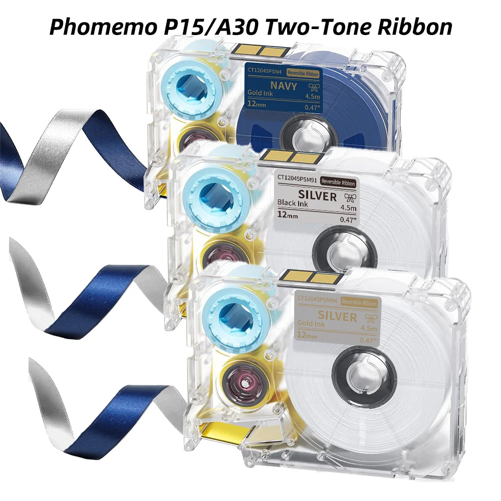 Phomemo A30 P15 Two-Tone Satin Ribbon Cartridge 12mm × 4.5m Printer Ribbon Cartridge Nixie