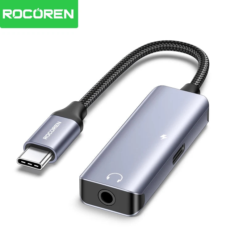 Rocoren USB-C to 3.5mm Audio Adapter with 36W PD Charging USB-C Audio Adapter Nixie