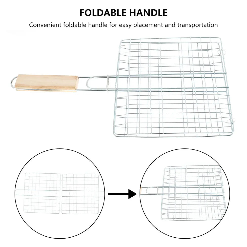 Stainless Steel Folding BBQ Grilling Basket – Fish, Meat & Veg BBQ Grilling Basket Nixie