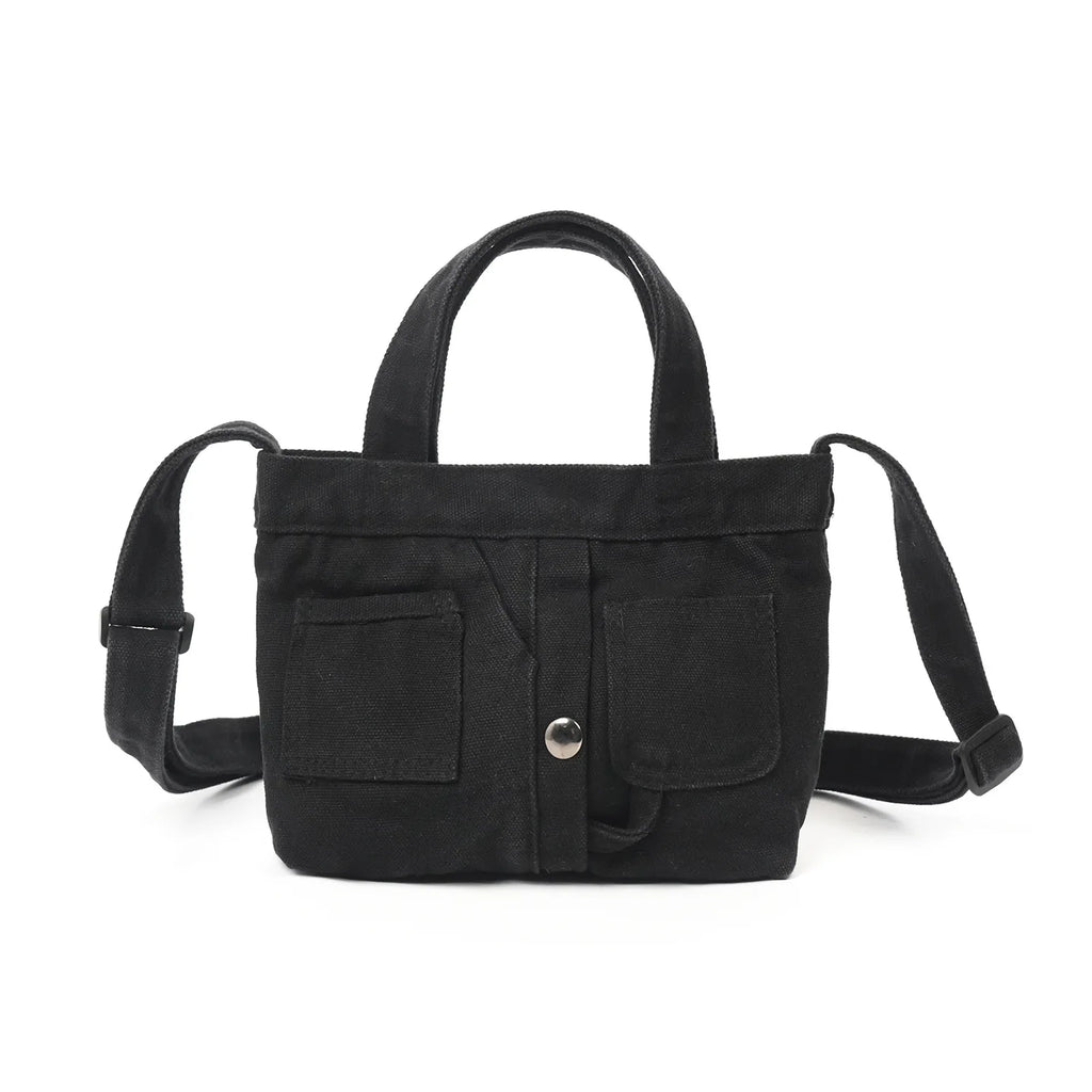 Vintage Denim Canvas Crossbody Bag – Retro Shoulder Tote Canvas Crossbody Bag Nixie Black
