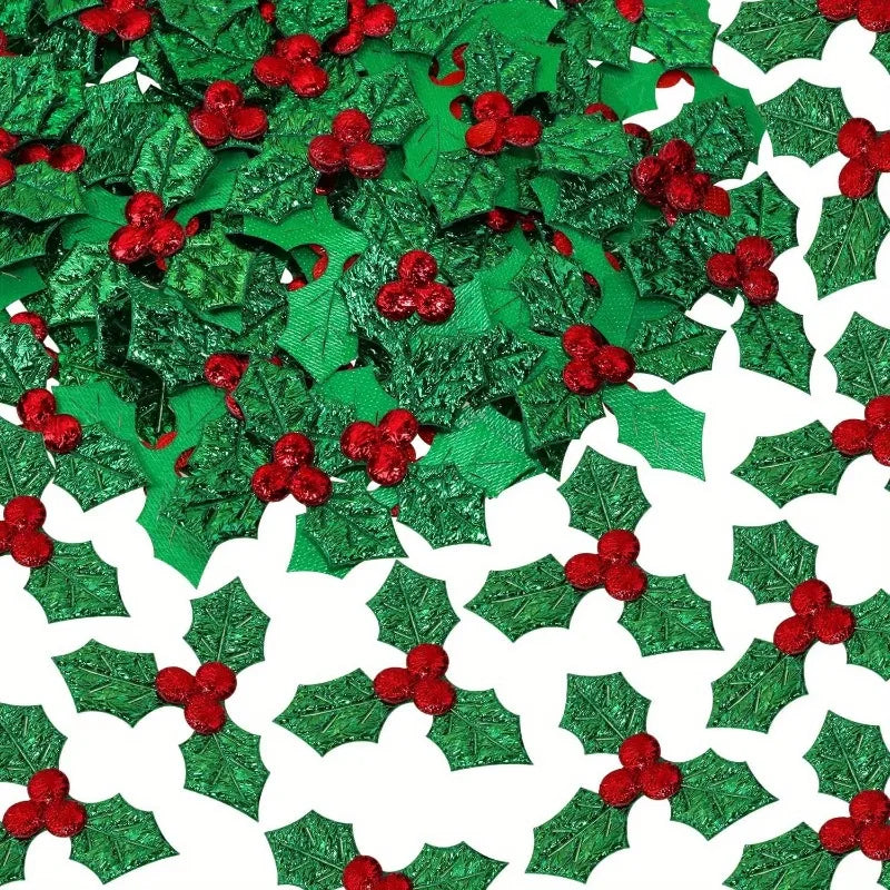 50PCS Holly Berry Sprigs Christmas DIY Craft Decor Green Gold Silver Craft Embellishments Nixie