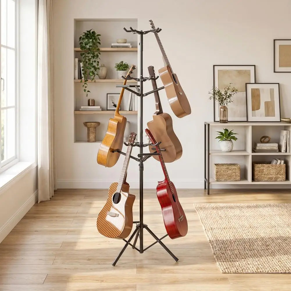 9-Guitar Multi-Display Stand | Adjustable Height, Rubber Padding