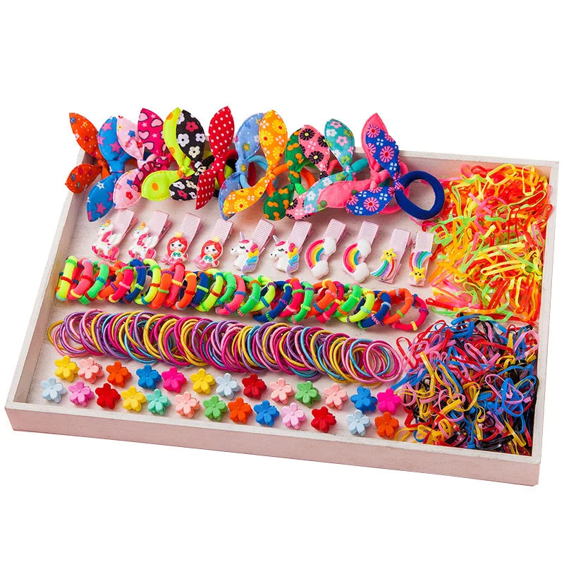 Kids Bow & Flower Elastic Hair Bands Set – No-Snag, Colorful Kids Hair Bands Set Nixie