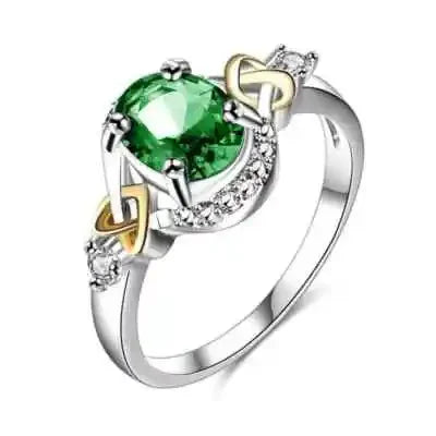 Silver Zircon Wedding Band Ring – Unisex Sizes 6–10 Fashion Ring Nixie green 2