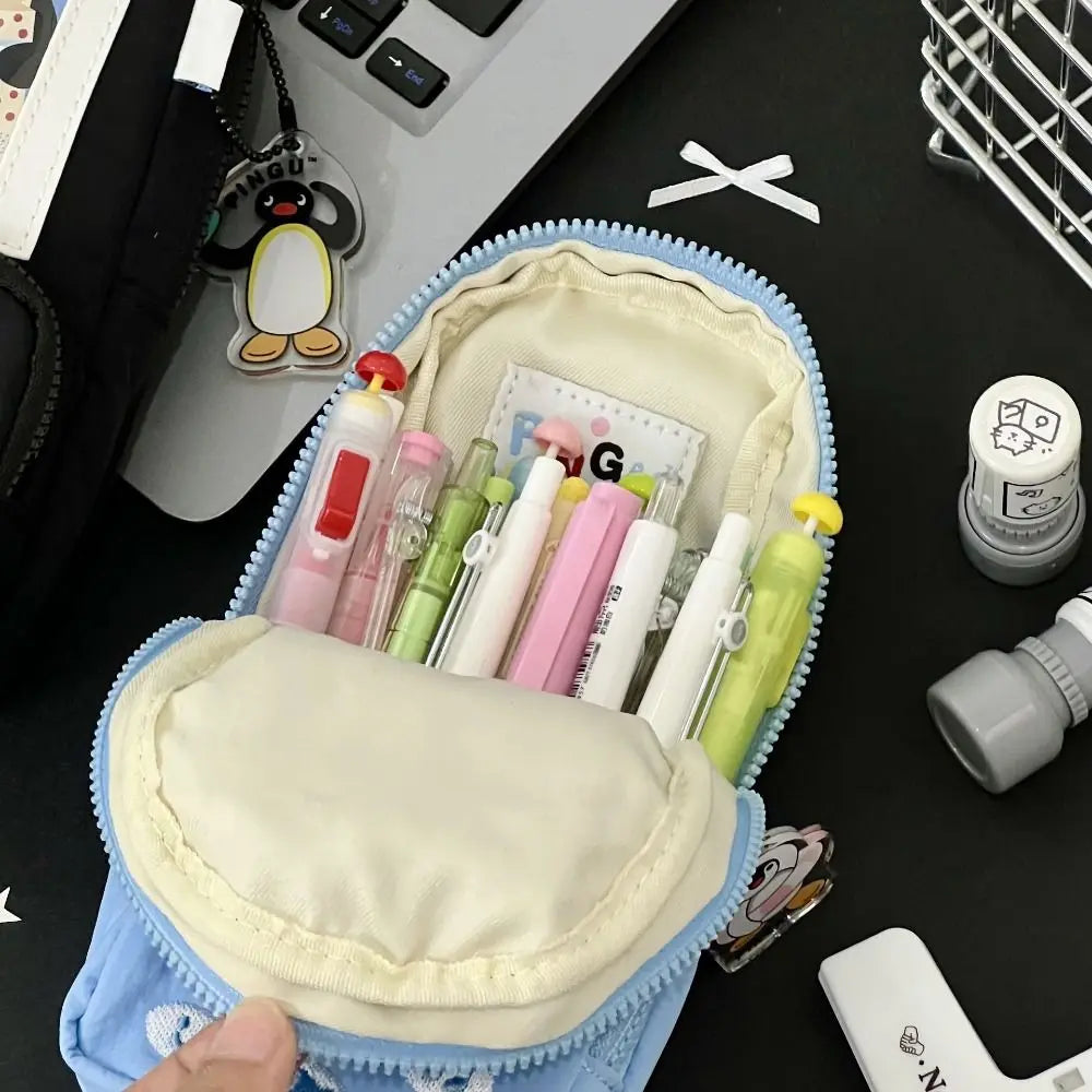 Penguin Canvas Pencil Case Large Capacity Pen Bag | Kawaii Canvas Pencil Case Nixie