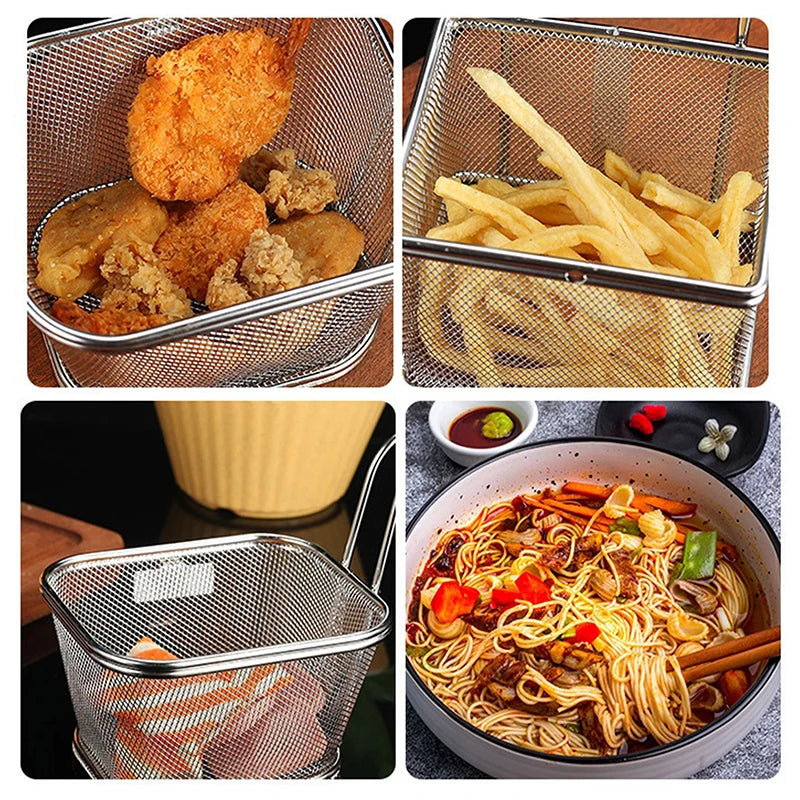 304 Stainless Steel Frying Basket & Mesh Colander Strainer Mesh Colander Strainer Nixie