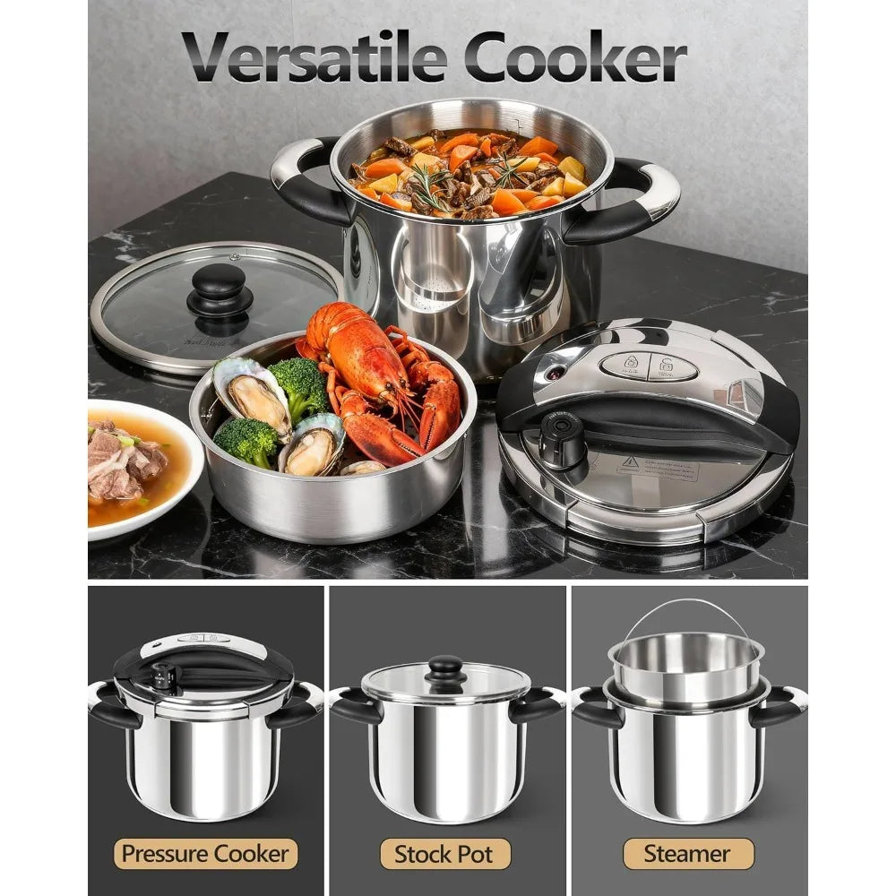 MICHELANGELO Stainless Steel Pressure Cooker 3L 6L – Induction Ready Pressure Cooker Nixie