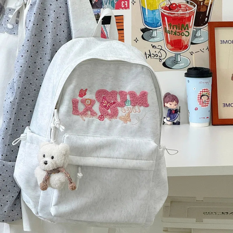 Embroidered College Backpack for Girls – Lightweight & Waterproof Embroidered Backpack Nixie