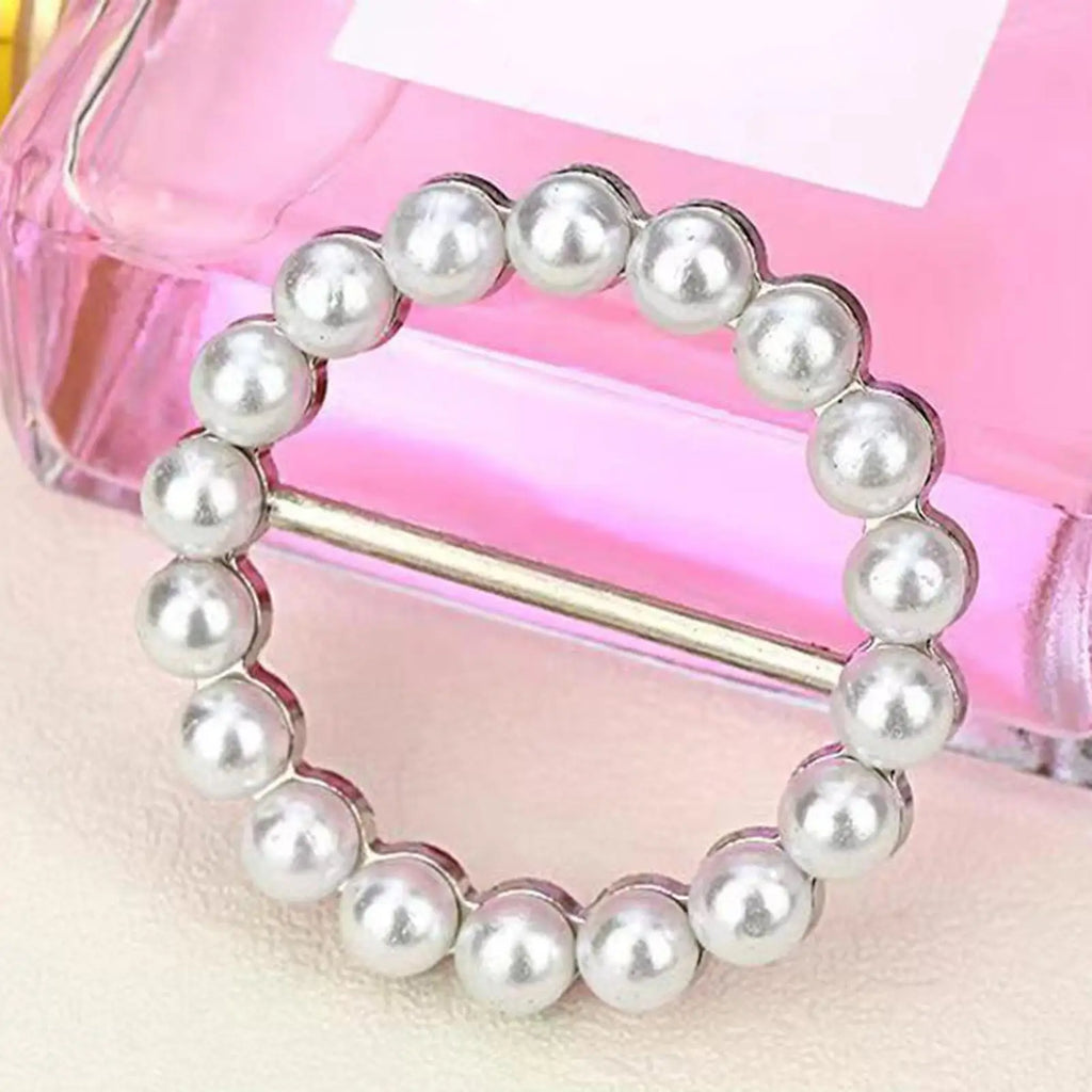 4pcs Metal Scarf Ring Clips – Pearl & Crystal Brooches for Women Scarf Clip Brooch Nixie