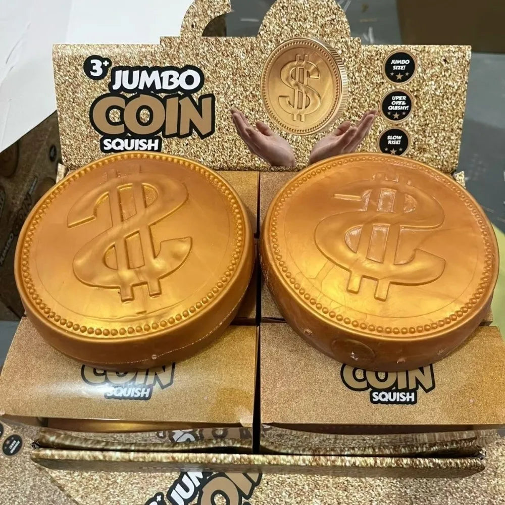 15cm Giant Gold Coin Squeeze Fidget Toy – Slow Rebound Squishy