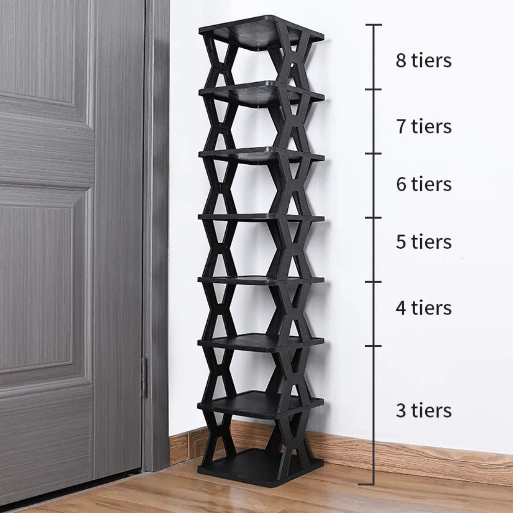 Stackable Plastic Shoe Rack – Dustproof Vertical Organizer