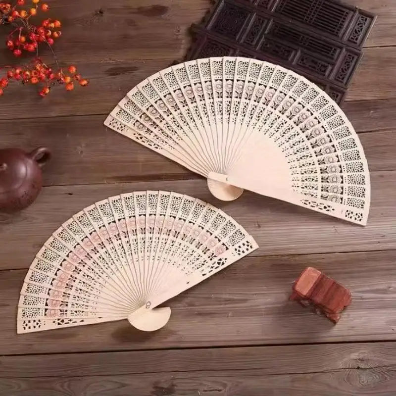 Hollow-Carved Wood Folding Fan – Wedding Favor & Home Décor Decorative Folding Fan Nixie