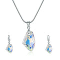 Crystal Pendant Necklace & Earrings Set – AB White Jewelry Crystal Jewelry Set Nixie AB