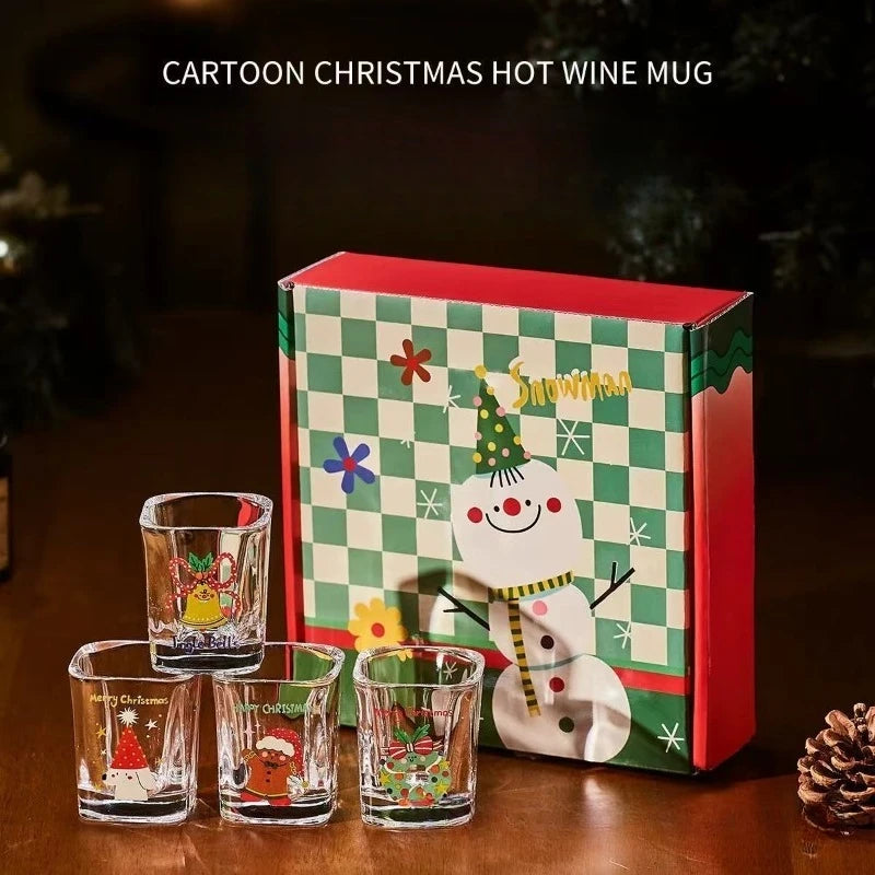 Christmas Cartoon Glass Red Wine Cup Gift Box Set Wine Glass Set Nixie
