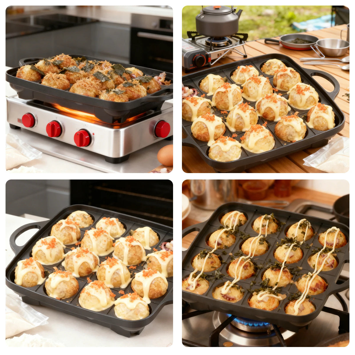 16-Hole Nonstick Takoyaki Pan – Die Cast Aluminum Mold Takoyaki Cooking Pan Nixie
