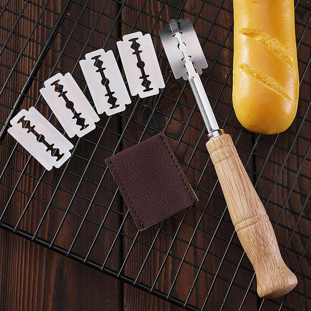 Stainless Steel Bread Lame Dough Scoring Tool + 5 Cutters
