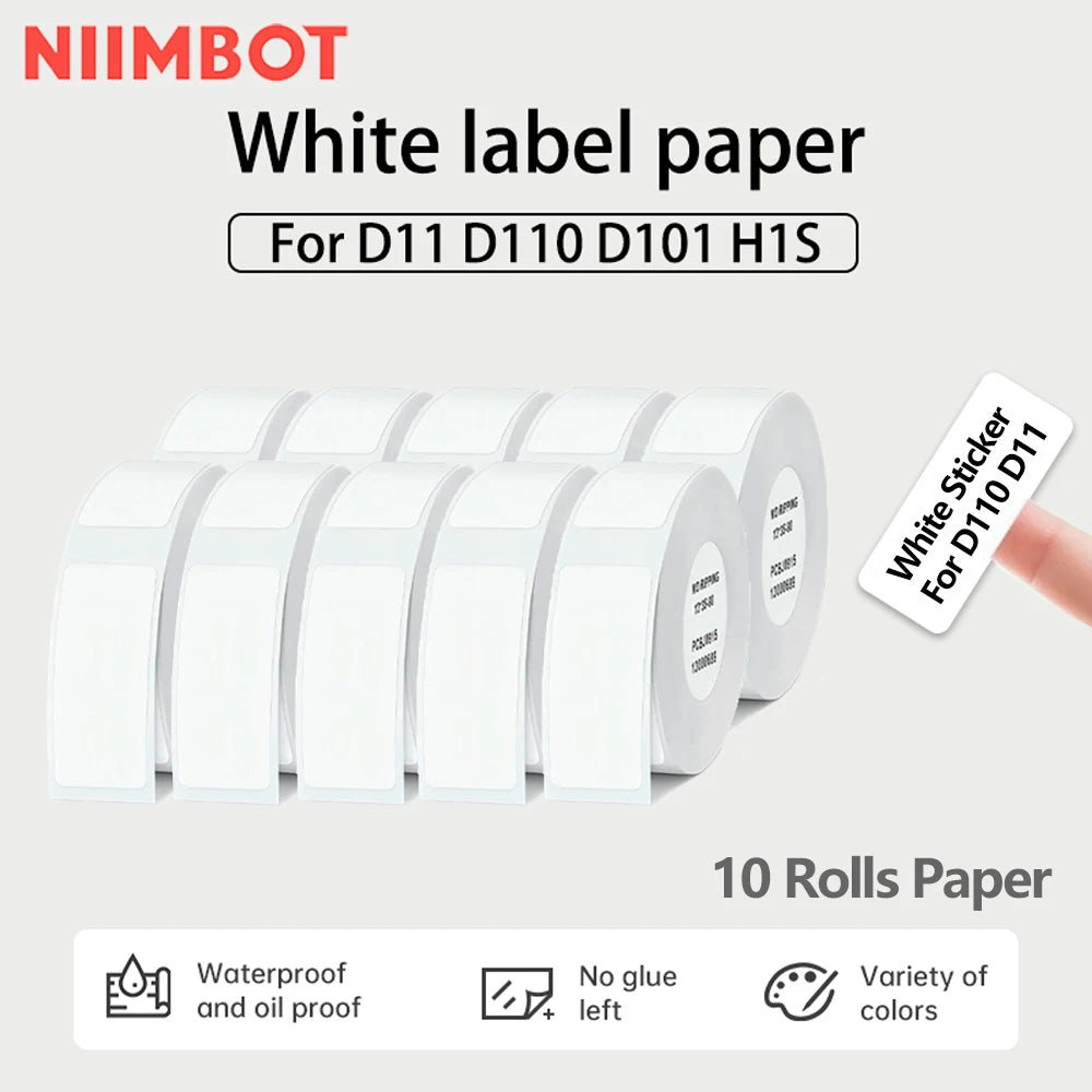 NIIMBOT D Series Thermal Label Sticker Rolls – White Self-Adhesive Thermal Label Rolls Nixie