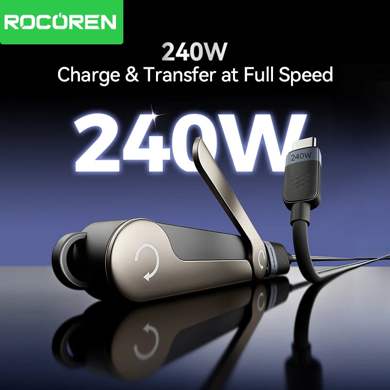 Rocoren 240W 3-in-1 Foldable Phone Stand USB-C Fast Charger