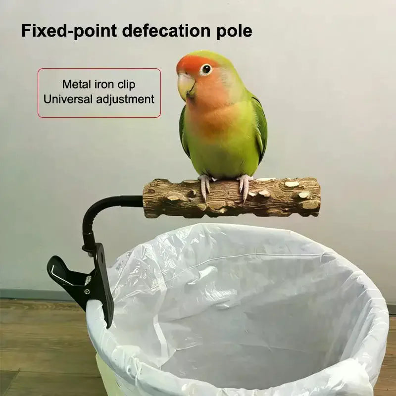 Clip-On Bird Potty Training Perch | Natural Wood Adjustable Bird Training Perch Nixie
