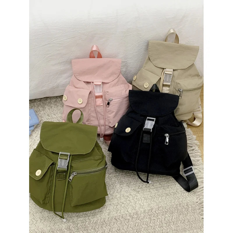 Korean-Style Nylon Backpack – Casual College Travel Bag Nylon Backpack Nixie