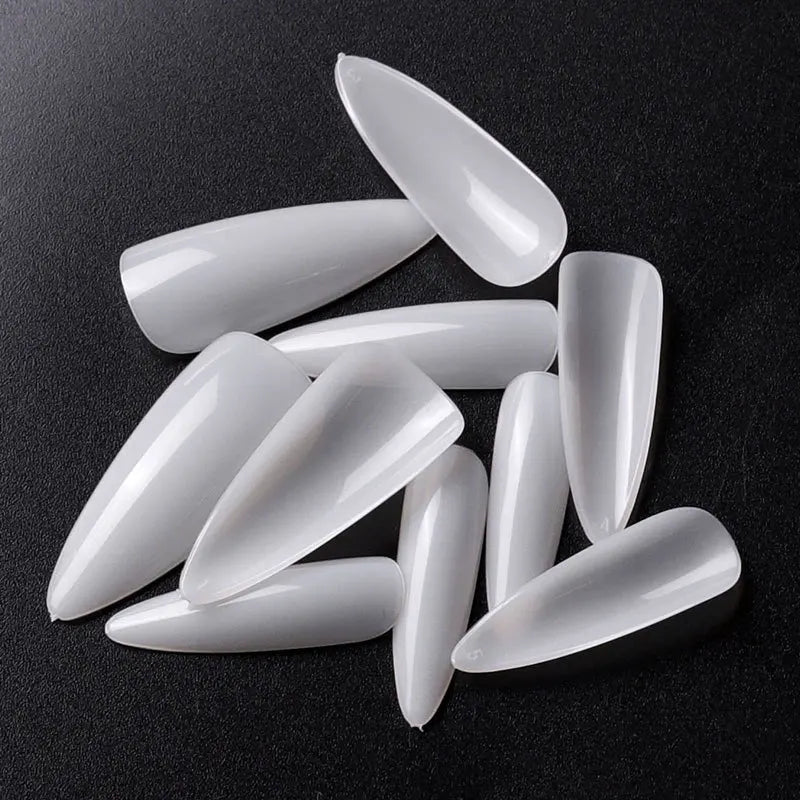 500PCS Clear Acrylic Press On Nails – Almond Stiletto Coffin Tips Acrylic Nail Tips Nixie