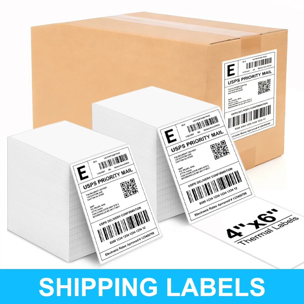 4x6" Thermal Shipping Labels 100x150mm – 500 Sheets Fanfold Thermal Shipping Labels Nixie