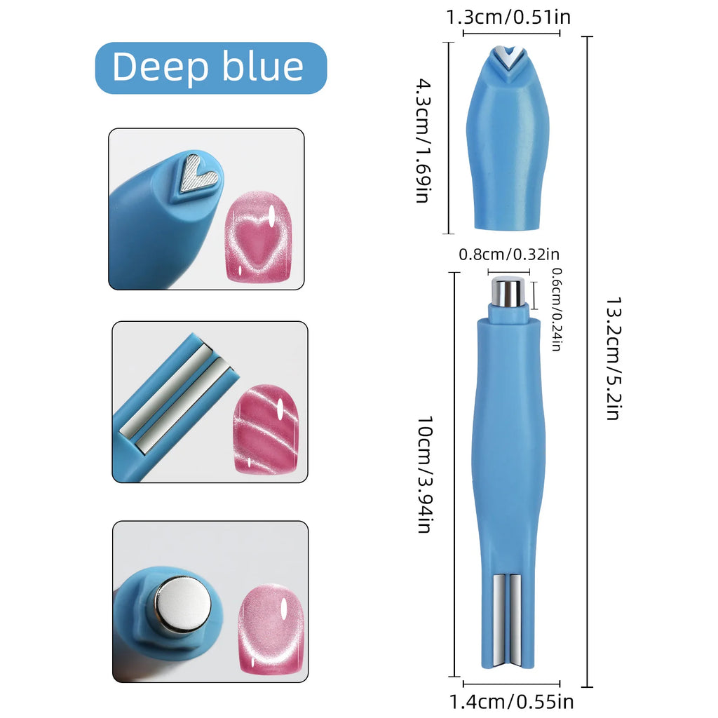 3-in-1 Heart Shape Nail Magnet for Cat Eye Aurora Gel Art Nail Art Magnet Nixie blue