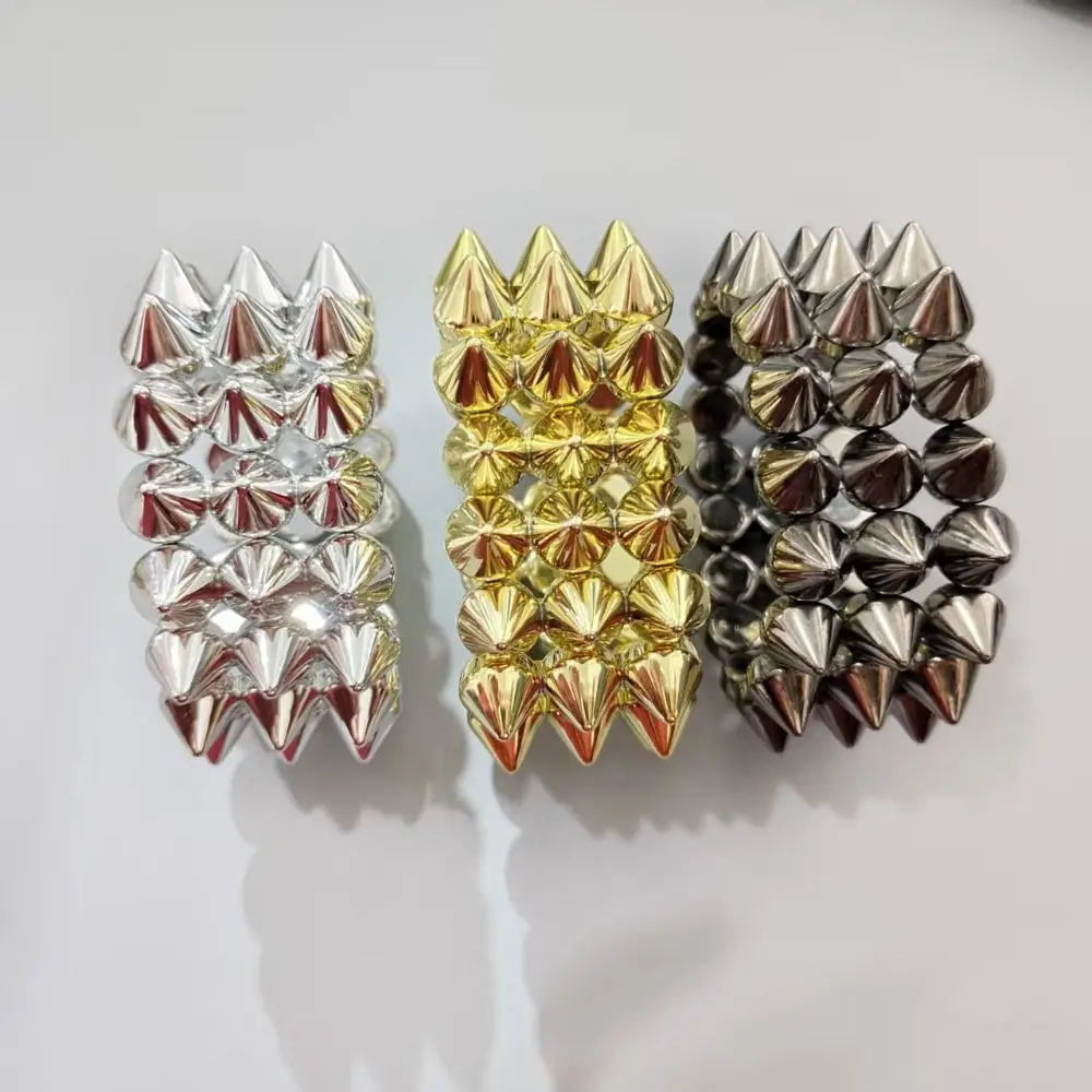 Triple Layer Spiked Y2K Punk Bangle – Chunky Wide Bracelet