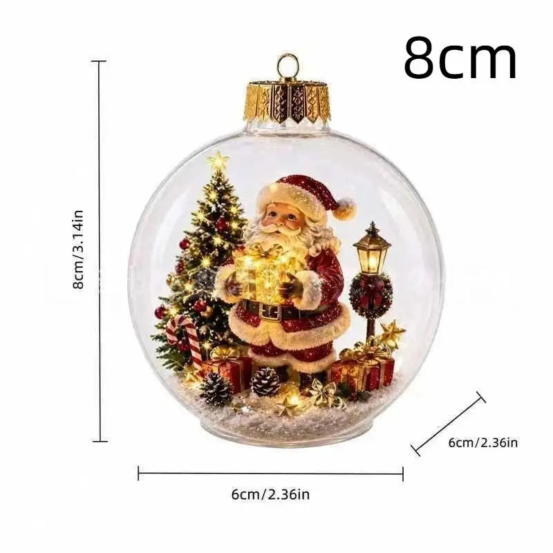 LED Luminous Christmas Crystal Ball Ornament – Santa & Snowman Christmas Ball Ornament Nixie A2 8cm