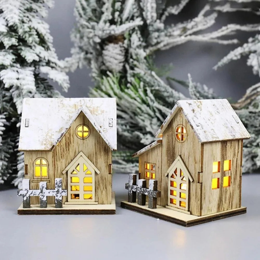 LED Wooden Christmas Cabin Decoration | Warm Glow Holiday Decor Christmas Cabin Decor Nixie