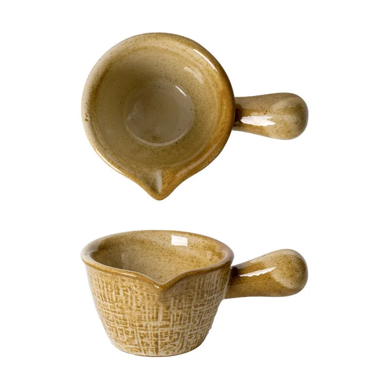 Vintage Ceramic Dipping Sauce Cup with Handle | Retro Style
