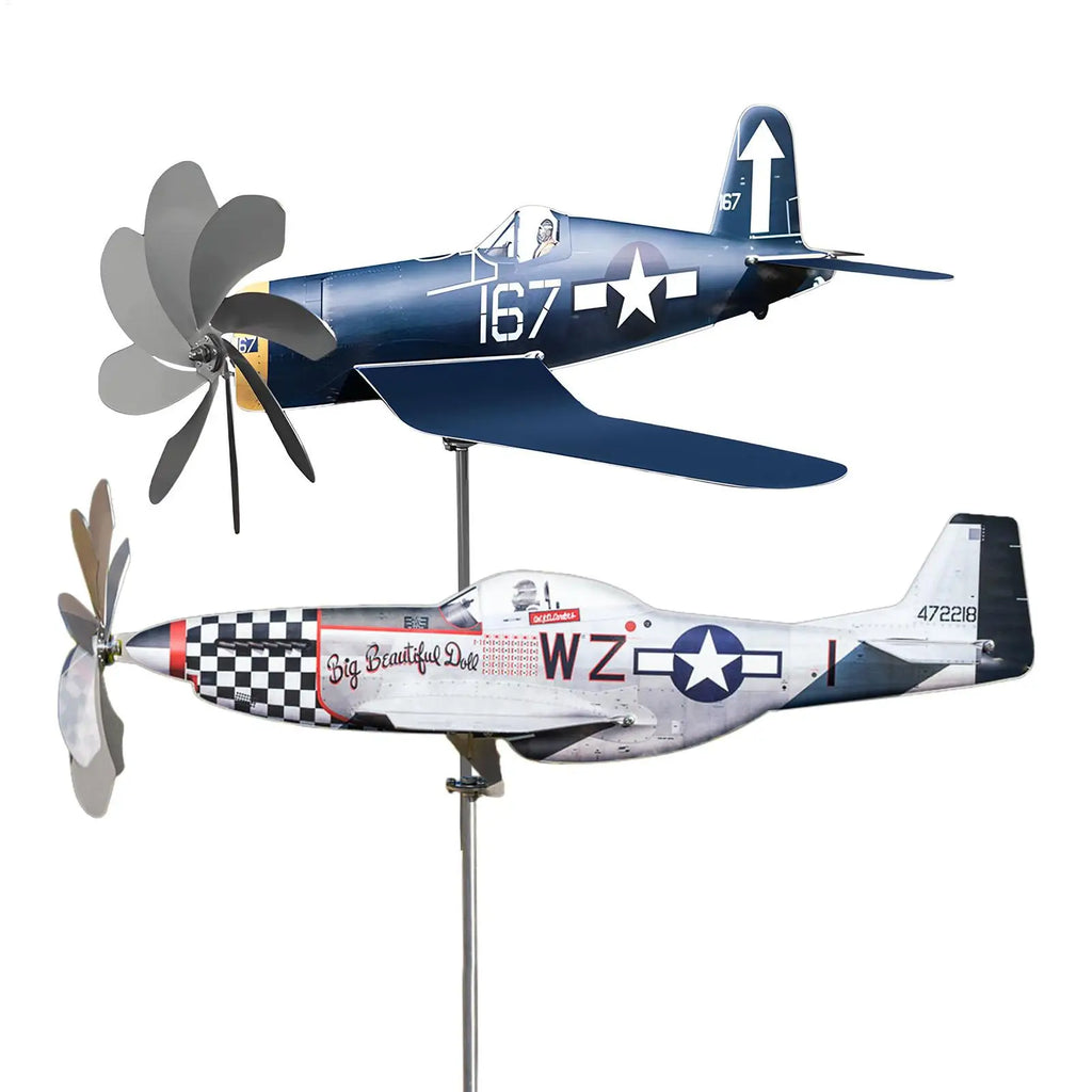 Airplane Wind Spinner Stainless Steel Weatherproof Garden Sculpture Garden Wind Spinner Nixie