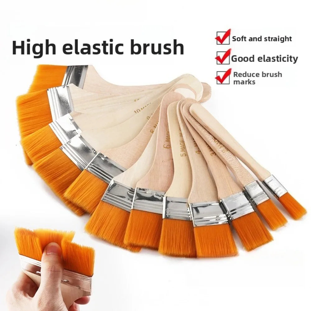 10Pcs Nylon Paint Brushes Set – Wooden Handle for Art & Crafts Paint Brush Set Nixie