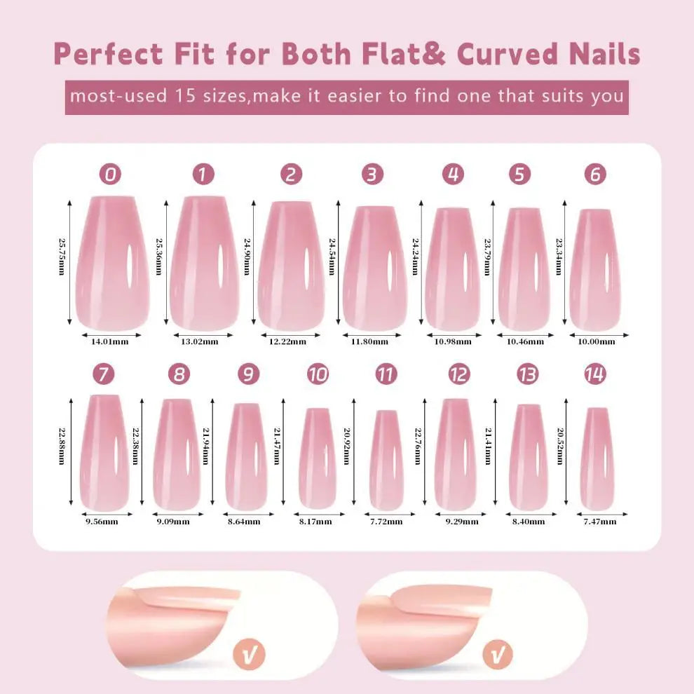 150pcs Press-On Toenails French Square Pink Fake Toe Nails Set Press-On Toenails Nixie