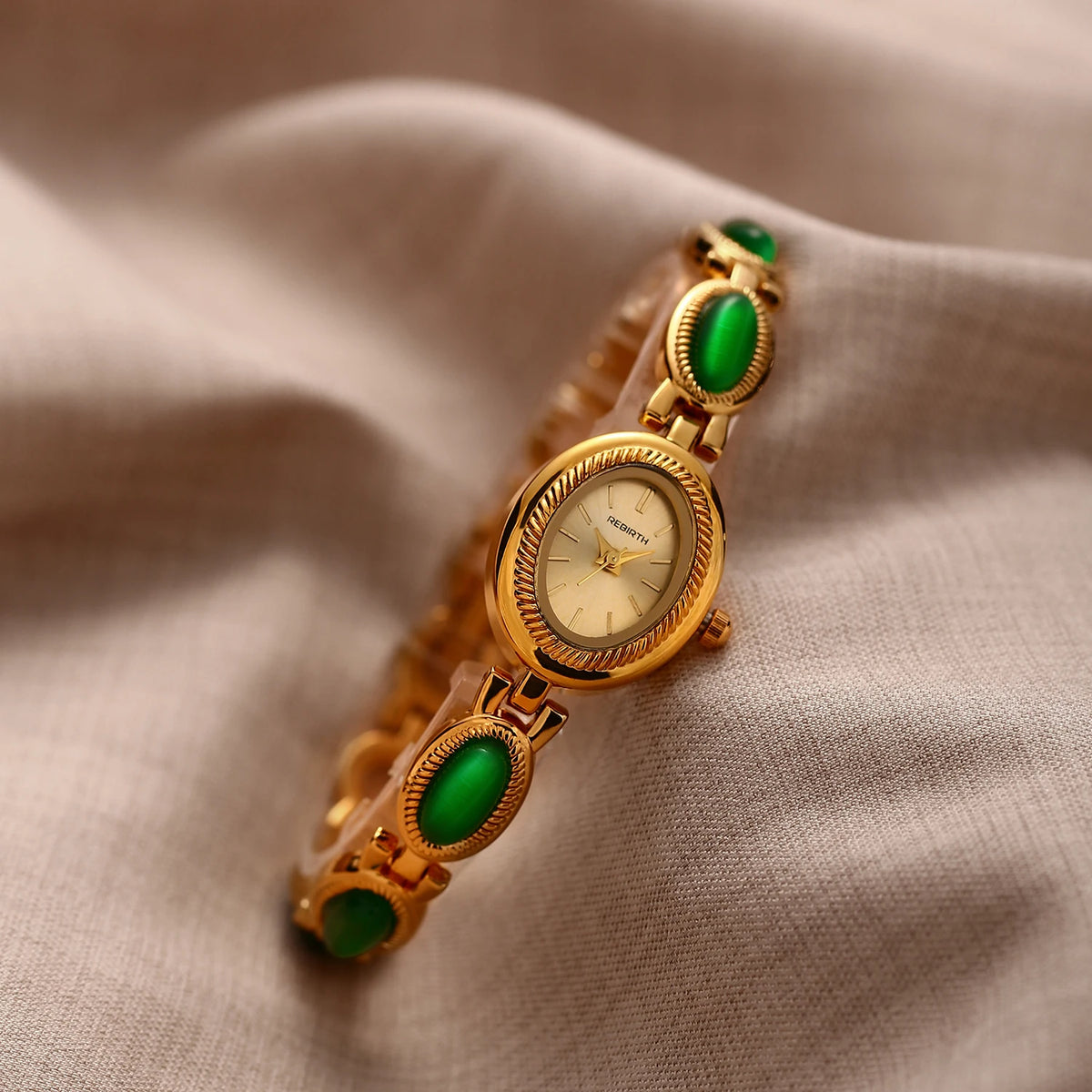 REBIRTH Oval Dial Retro Bracelet Watch for Women | Light Luxury Women's Bracelet Watch Nixie