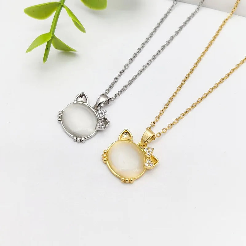 Cat Pendant Necklace | Stainless Steel Clavicle Chain for Women Pendant Necklace Nixie