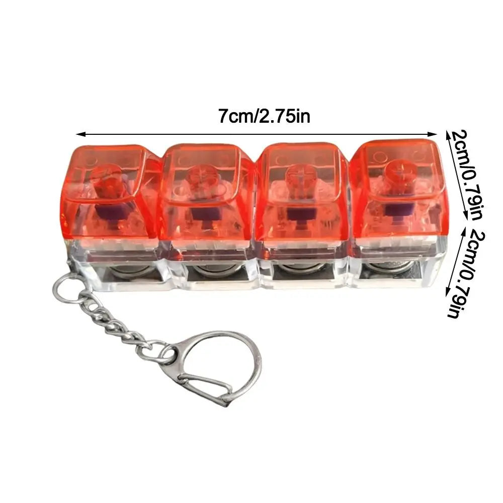 LED Keyboard Fidget Keychain – 4-Key Clicker with Color Lights Fidget Keychain Toy Nixie