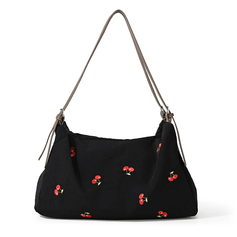Women's Canvas Embroidery Tote Shoulder Bag – Large Capacity