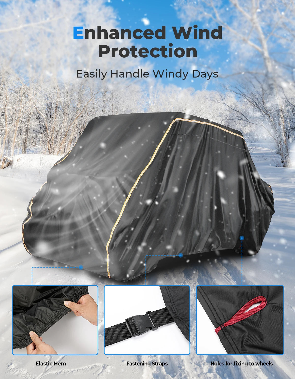 KEMIMOTO 420D Heavy-Duty Waterproof UTV Cover 4–6 Seater UTV Protective Cover Nixie