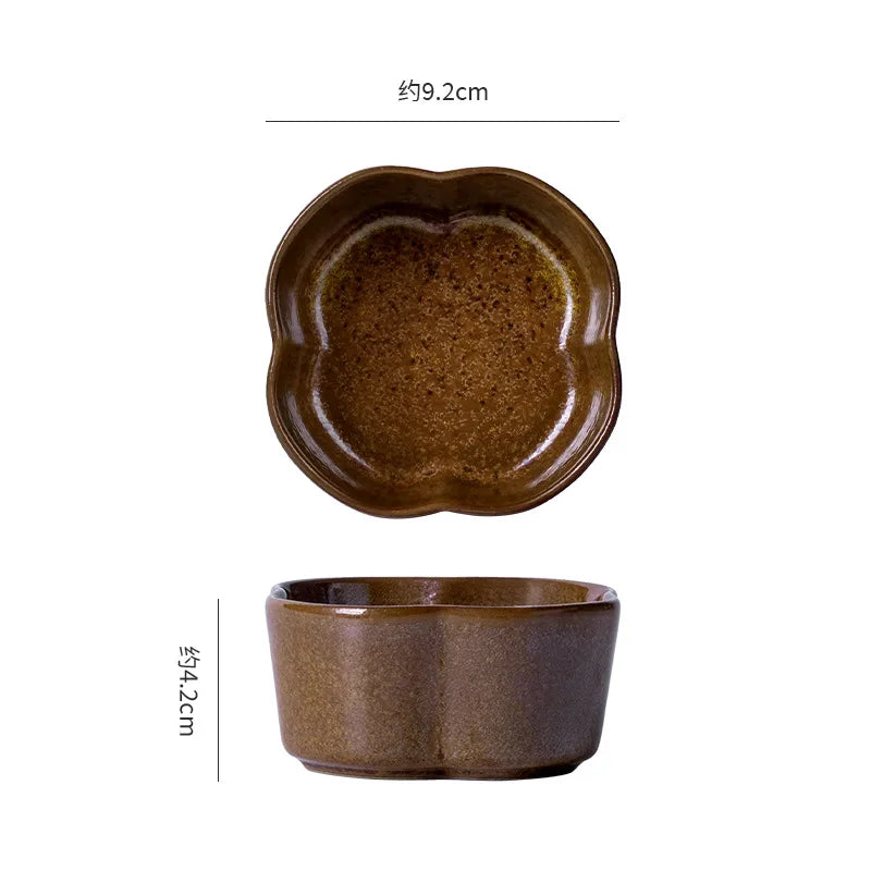 Vintage Ceramic Flower Dipping Dish | Retro Snack & Sauce Plate