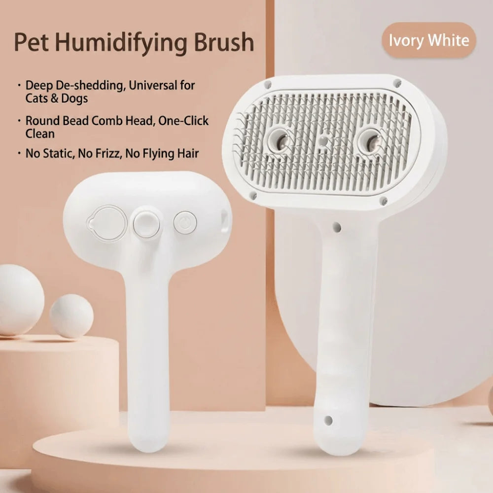 Electric Pet Grooming Comb with Nano Spray & Soft Round Teeth