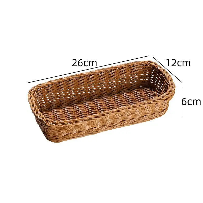 Imitation Rattan Woven Storage Basket – Waterproof Organizer Woven Storage Basket Nixie Brown S