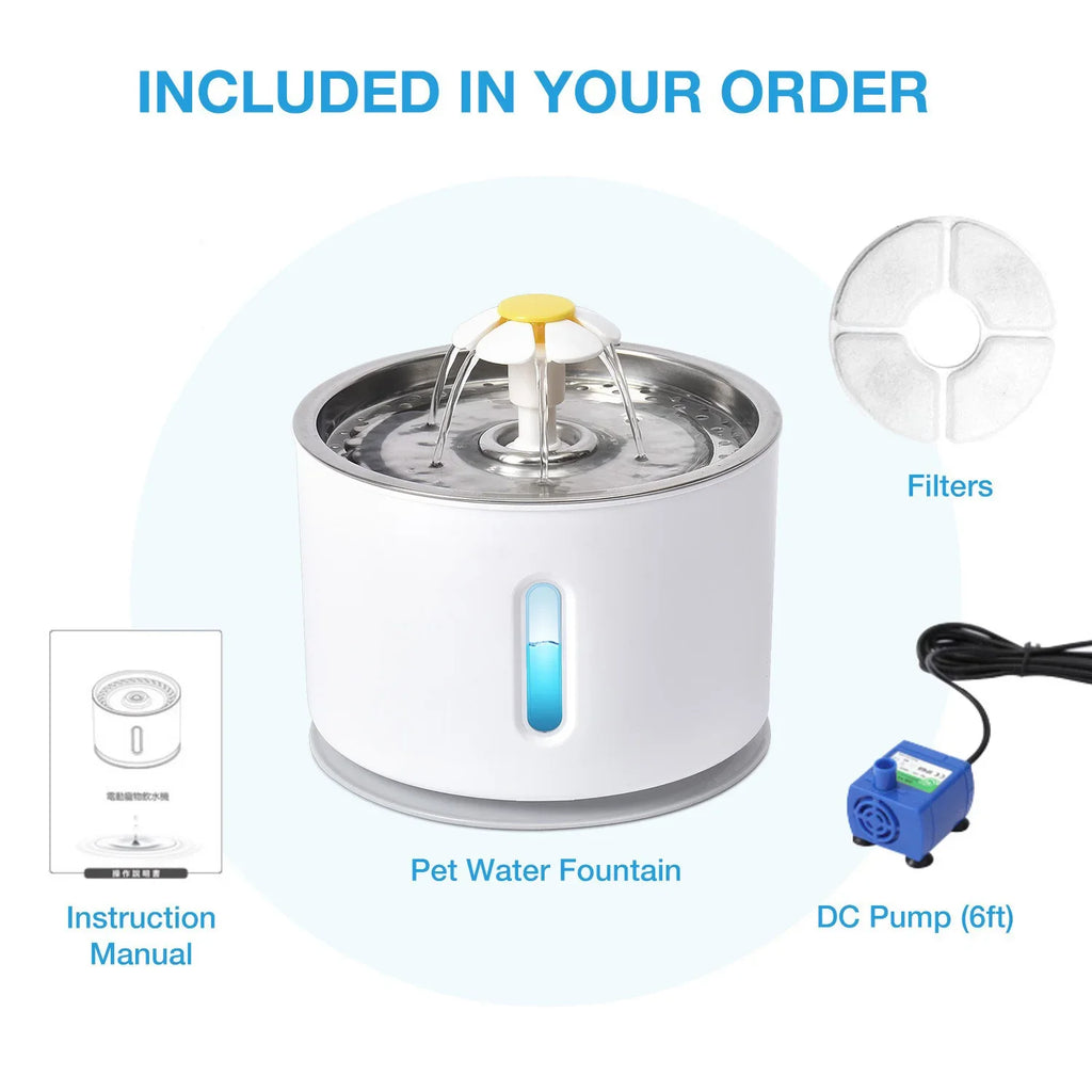 Nixie 3.2L Stainless Steel Cat Water Fountain | Silent USB Pump