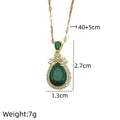 Emerald Zircon Pendant Necklace | Gold Stainless Steel Chain Pendant Necklace Nixie XL1470-41