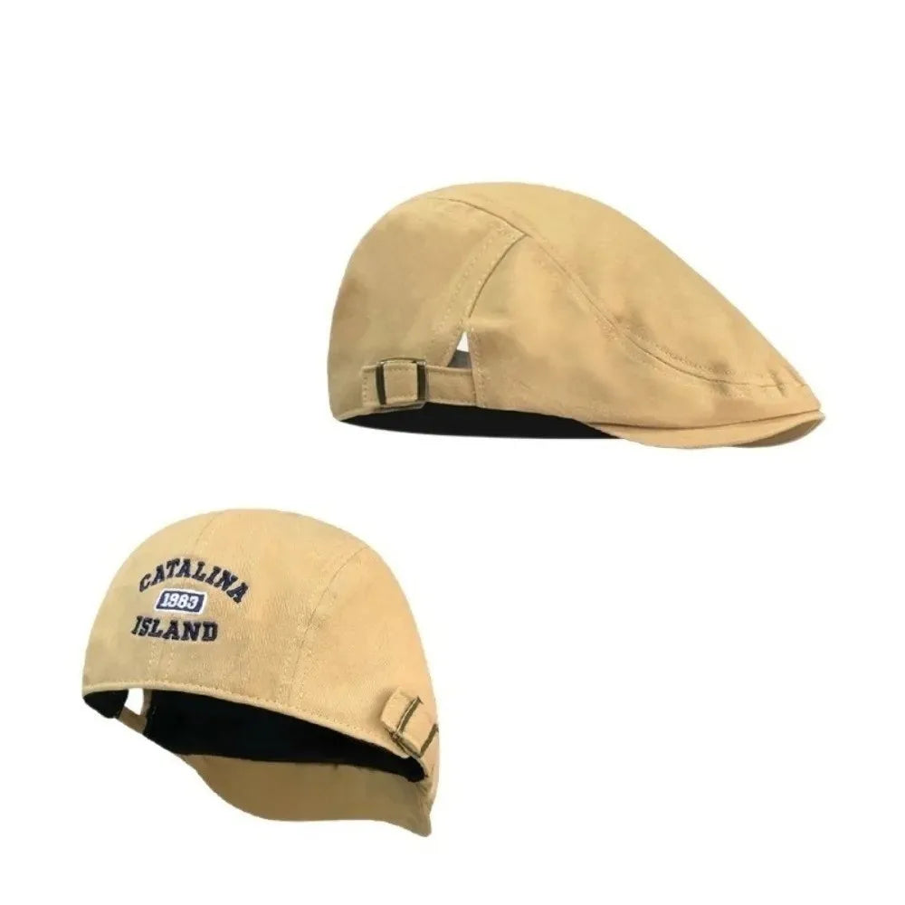 Vintage Y2K Beret Newsboy Cap – Cotton Embroidery Flat Cap